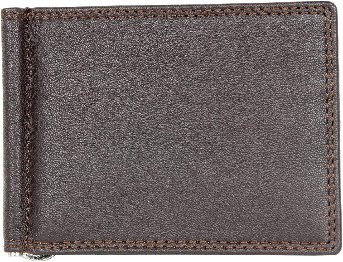 FLW Men's Brown Simple Bi-Fold Soft Genuine Leather Wallet