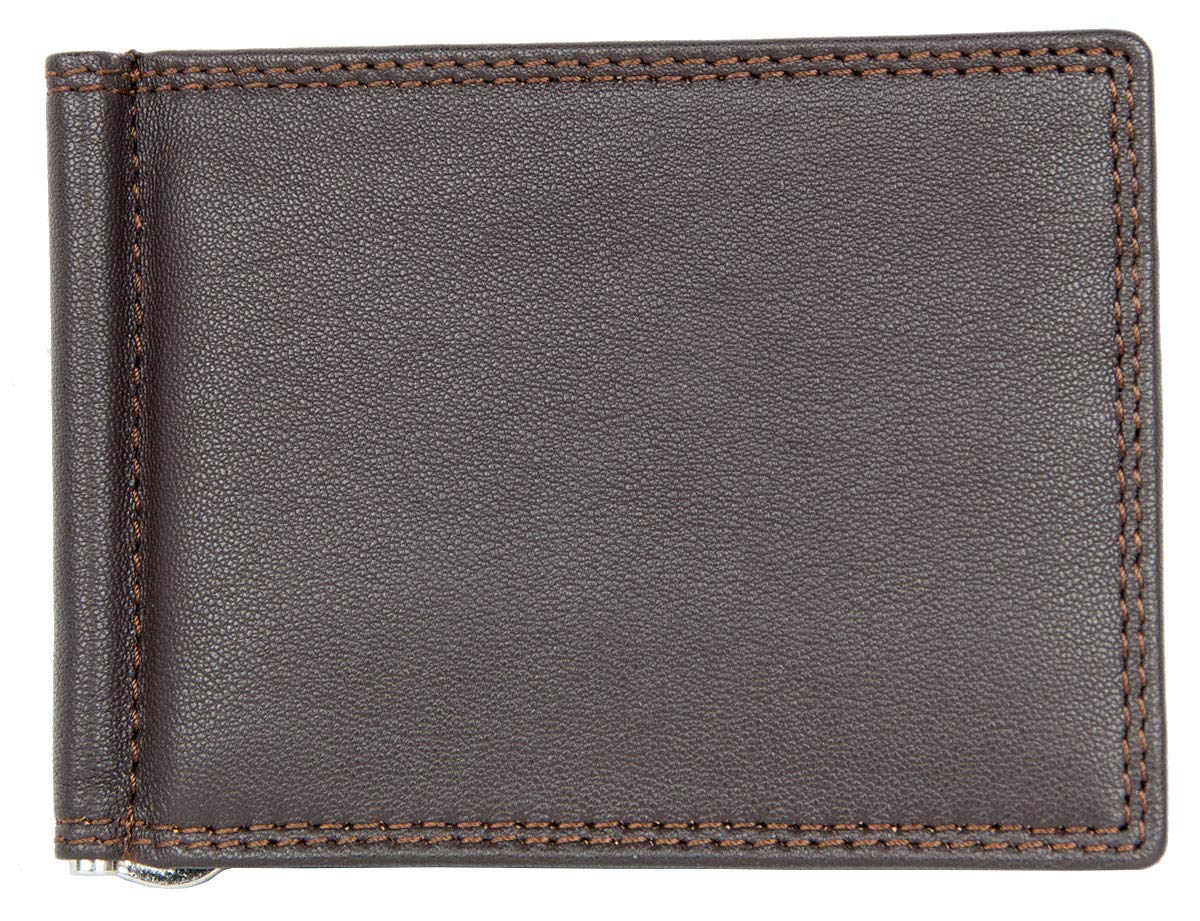 FLW Men's Brown Simple Bi-Fold Soft Genuine Leather Wallet