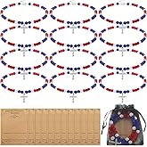 Kigeli 12 Set 18 in Baseball Beaded Cross Necklace for Boys Girls Kids Easter Basket Stuffers Baseball Gifts with Cards and Mesh Bags Adjustable Rhinestone Necklaces for Athletes Christian Teens Men