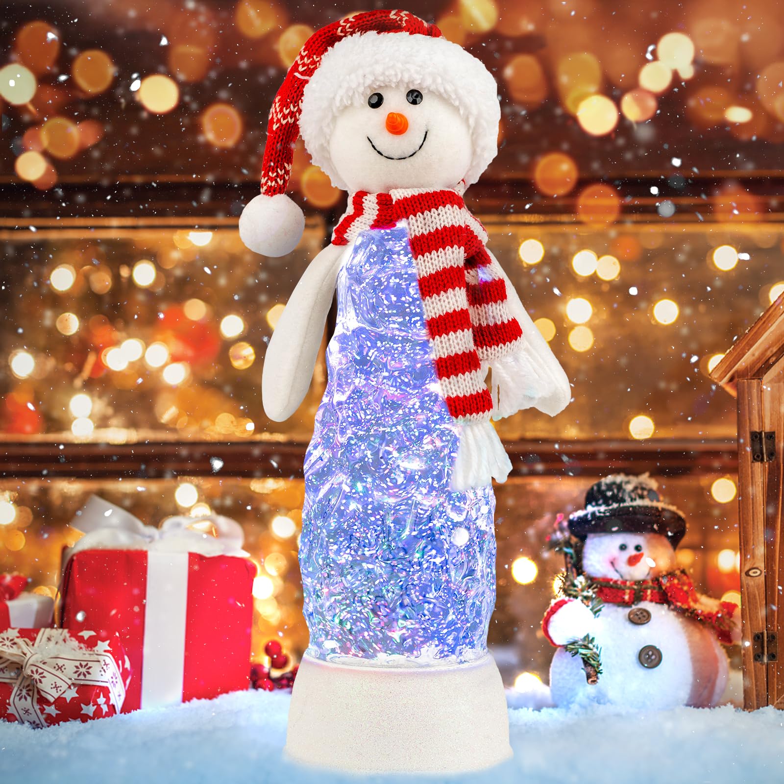 Christmas Snowman Decorations, Colorful LED Lighted