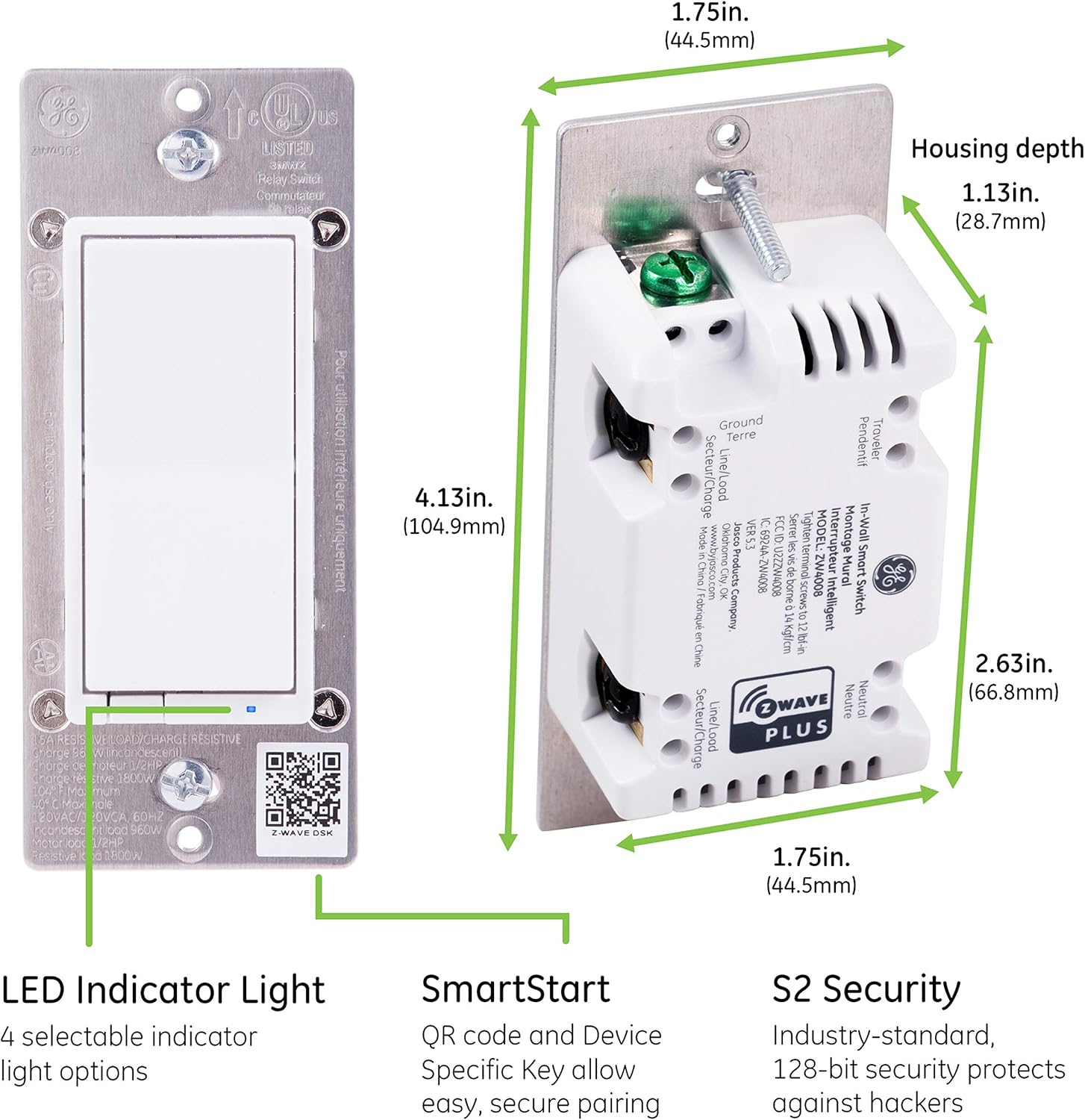 GE 46201 Enbrighten Z-Wave Plus Smart Light Switch with QuickFit and SimpleWire, Works with Alexa, Google Assistant, Zwave Hub Required, Repeater/Range Extender, 3-Way 2nd Gen, White & Light Almond - - 