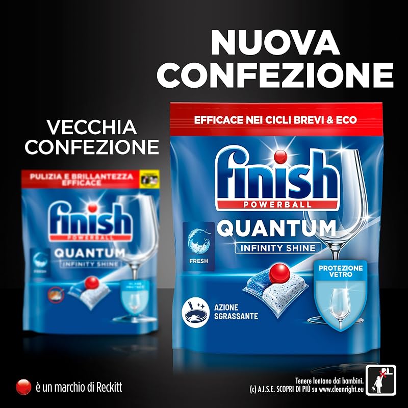 Quantum Infinity Shine Pastiglie Lavastoviglie, 83 Capsule Lavastoviglie, Pastiglie per Lavastoviglie per una Pulizia Profonda e Stoviglie Brillanti