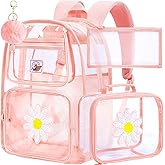 KLFVB Clear Backpack, Heavy Duty Transparent Bookbag, See Through Sequin Backpacks