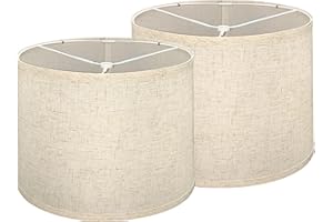 GUZEIR Lamp shades Set of 2,Medium Fabric Lampshades for Table Lamps, Floor Lamps, 13" Top x 13" Bottom x 10" High (Spider Fitter) Hand Crafted Replacement Lampshades (Beige - 2pcs)