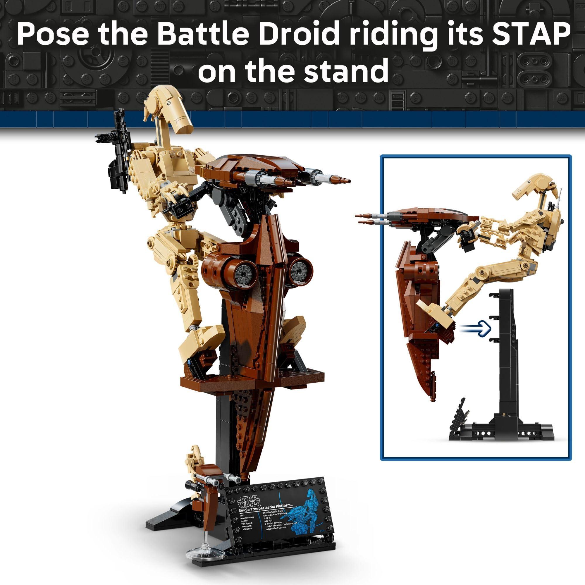 LEGO Star Wars: The Phantom Menace Battle Droid with STAP - Building & Learning Toy for Boys & Girls, Ages 12+ - Star Wars Toy & Model Kit - Gift Idea for Kids - 75428