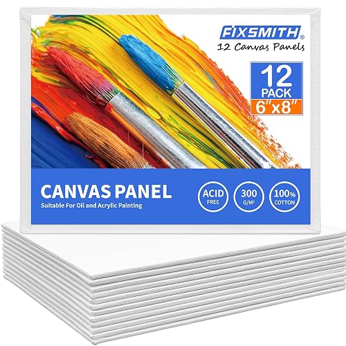 FIXSMITH Canvas Boards for Painting 6x8 Inch, Super Value 12 Pack White ...