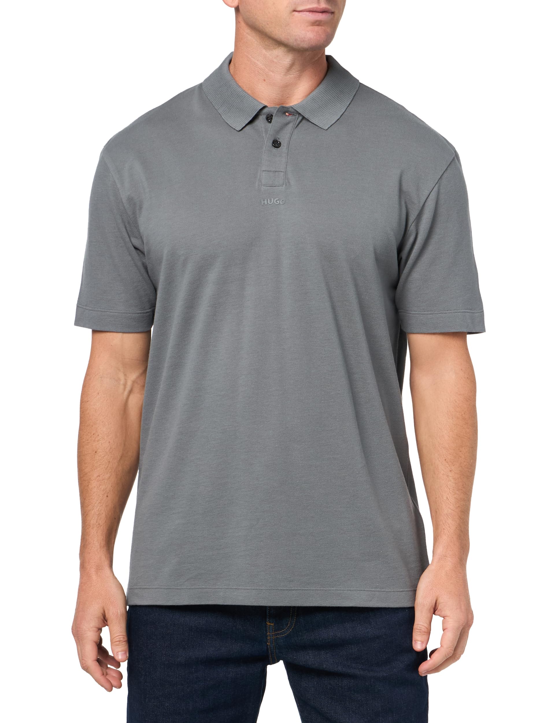 HUGO, Contrast Center Logo Polo Shirt, Lava Smoke, M
