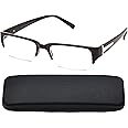 Newbee Fashion - "Aliz" Unisex Clear Lens Sleek Half Frame Slim Temple Fashion Glasses