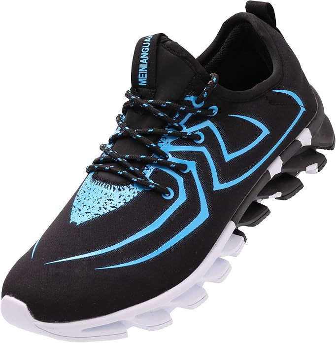 black and blue tennis shoes