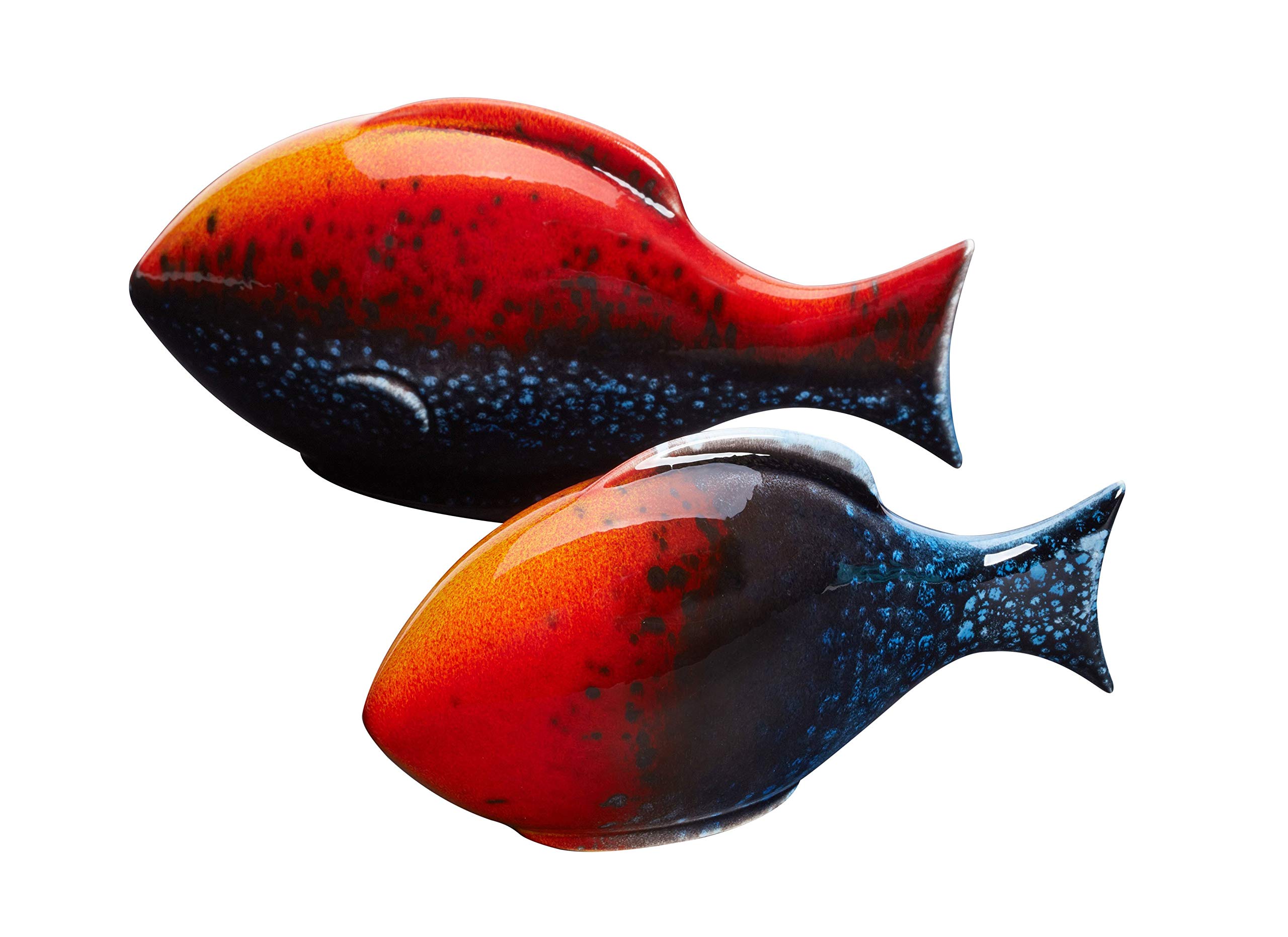 Poole Pottery Flare Fish (Pair) - Contrasting & Contemporary - Hand Crafted English Earthenware Clay - Striking Statement - Office, Living Room, Dining Room Decoration - Gift Boxed