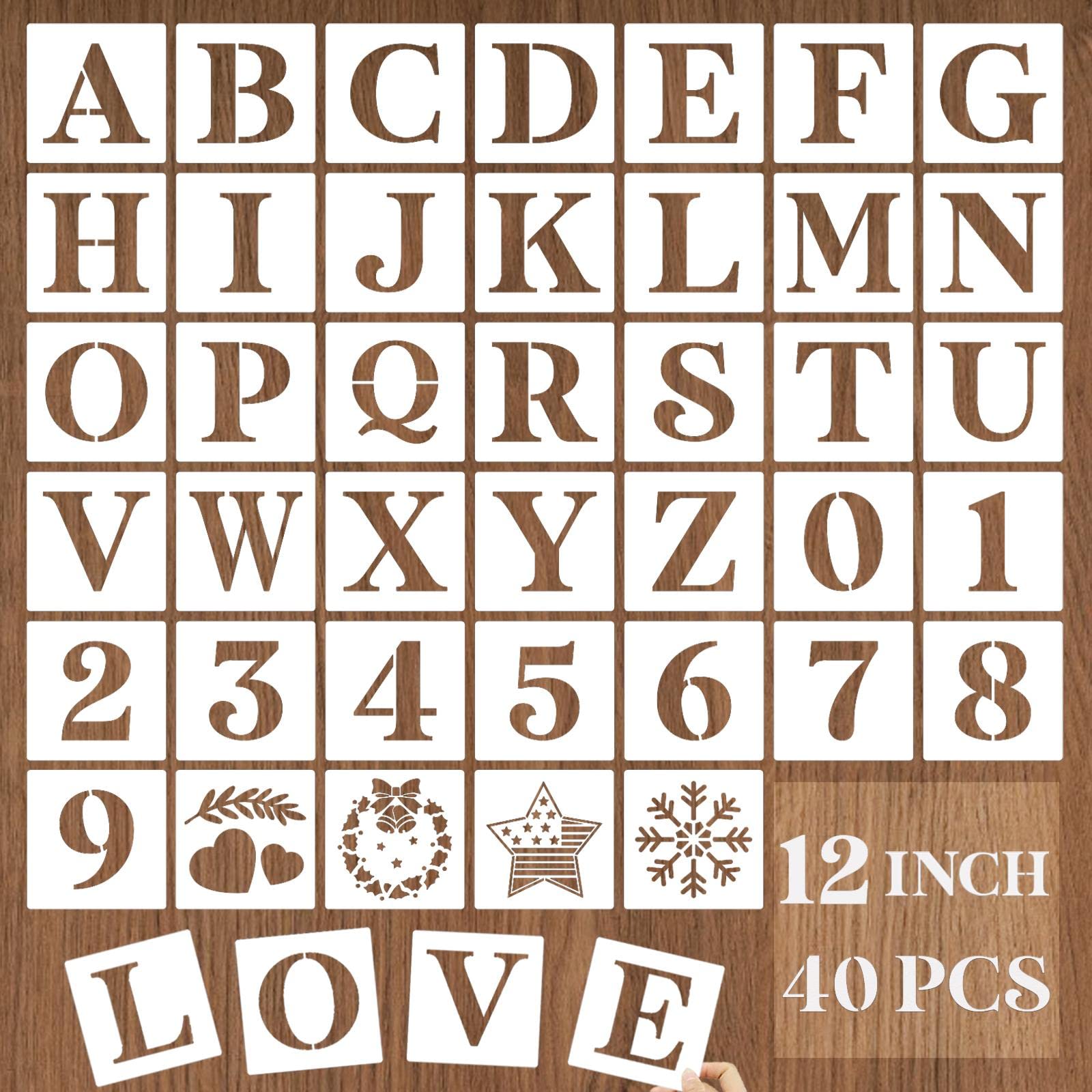 Mua YEAJON 12 Inch Letter Stencils and Numbers, 40 Pcs Alphabet Drawing ...