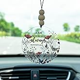 Talataca Christian 2D Flat Car Ornament & Wood Beads, Inspirational Bible Quote Beaded Rear View Mirror Accessories, Rearview Hanging Charm, Christmas Tree Decor, Religious Gift