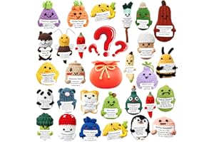 GENERIC Random 8 Pcs Funny Positive Doll, 3 Inch Emotional Support Crochet Toy with Positive Card, Soft Wool Handmade Knitted Potato Pickle Doll for Home Decor, Birthday Gifts