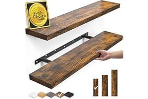 BAYKA Floating Shelves, 22.5 inch Rustic Wood Wall Shelves for Bathroom，Bedroom, Living Room, Kitchen & Book, Hanging Display Decor Organization Shelf with 22 lbs Capacity (Rustic Brown)