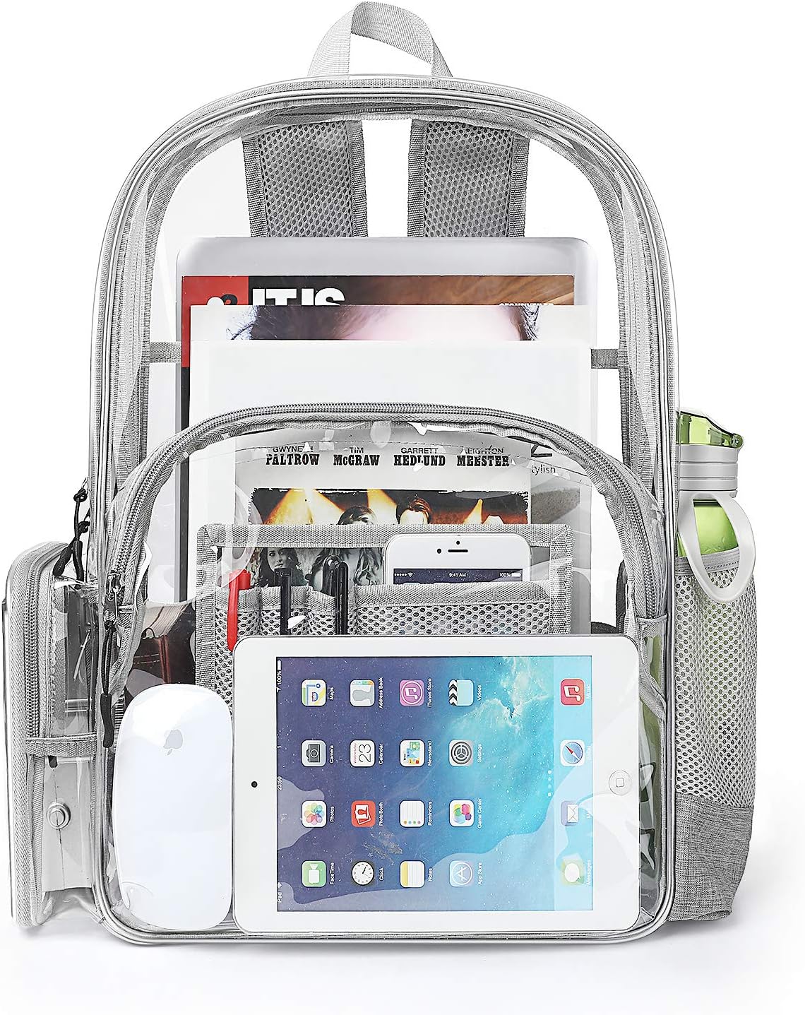 Vemingo Heavy Duty Clear Backpack, Clear Transparent PVC School Backpack, See Through Backpack for Girls Boys Women Men Outdoor Stadium