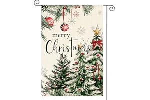 AVOIN colorlife Evergreen Christmas Tree Garden Flag 12x18 Inch Double Sided Outside, Merry Christmas Winter Holiday Yard Outdoor Flag