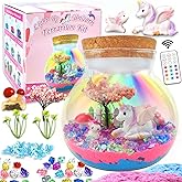 Unicorn Terrarium Crafts Kit for Kids-LED Night Light Up & Remote Unicorn Birthday Gifts Toys for Girls Ages 4 5 6 7 8 9 10 Y