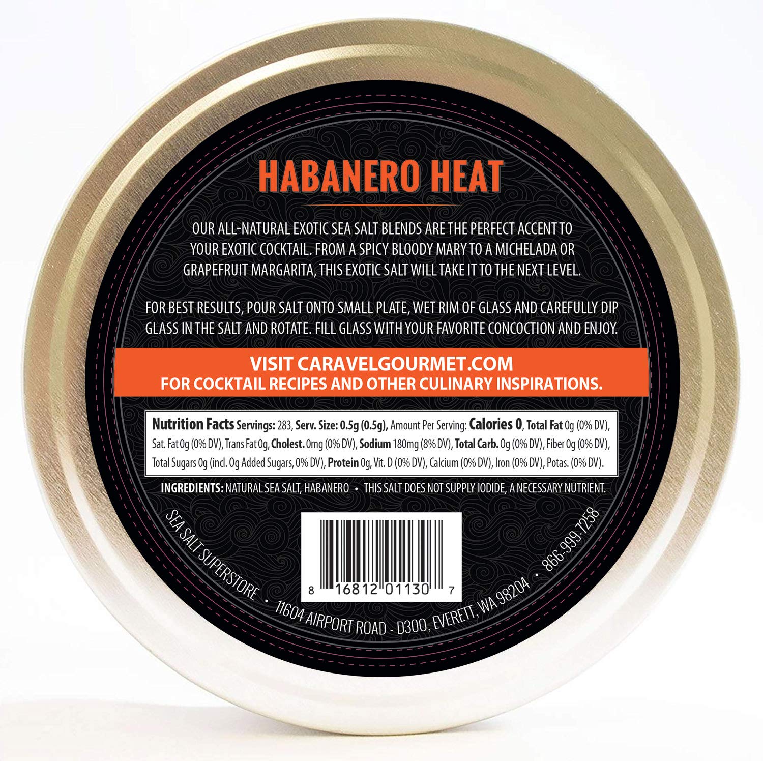 Habanero Heat Exotic Cocktail Salt - All-Natural Glass Rimmer & Finishing Sea Salt, Infused with Habanero Pepper - No MSG, Non-GMO, Gluten-Free - 5 oz. Stackable Tin : Grocery & Gourmet Food