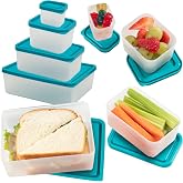 Reusable Lunch Containers - Set of 4 Microwave Safe, Meal Prep Stackable Nesting Containers, Pack Food, Snacks &amp; Sauces in Leak Proof Compartments w/Lids, Easy to Clean, Fits in Bags &amp; Bento Boxes