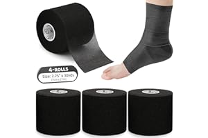OK TAPE Pre Wrap Tape (4-Rolls, 120 Yards) - Athletic Foam Underwrap for Sports, Protect for Ankles Wrists Hands and Knees, 2.75 Inches - Black