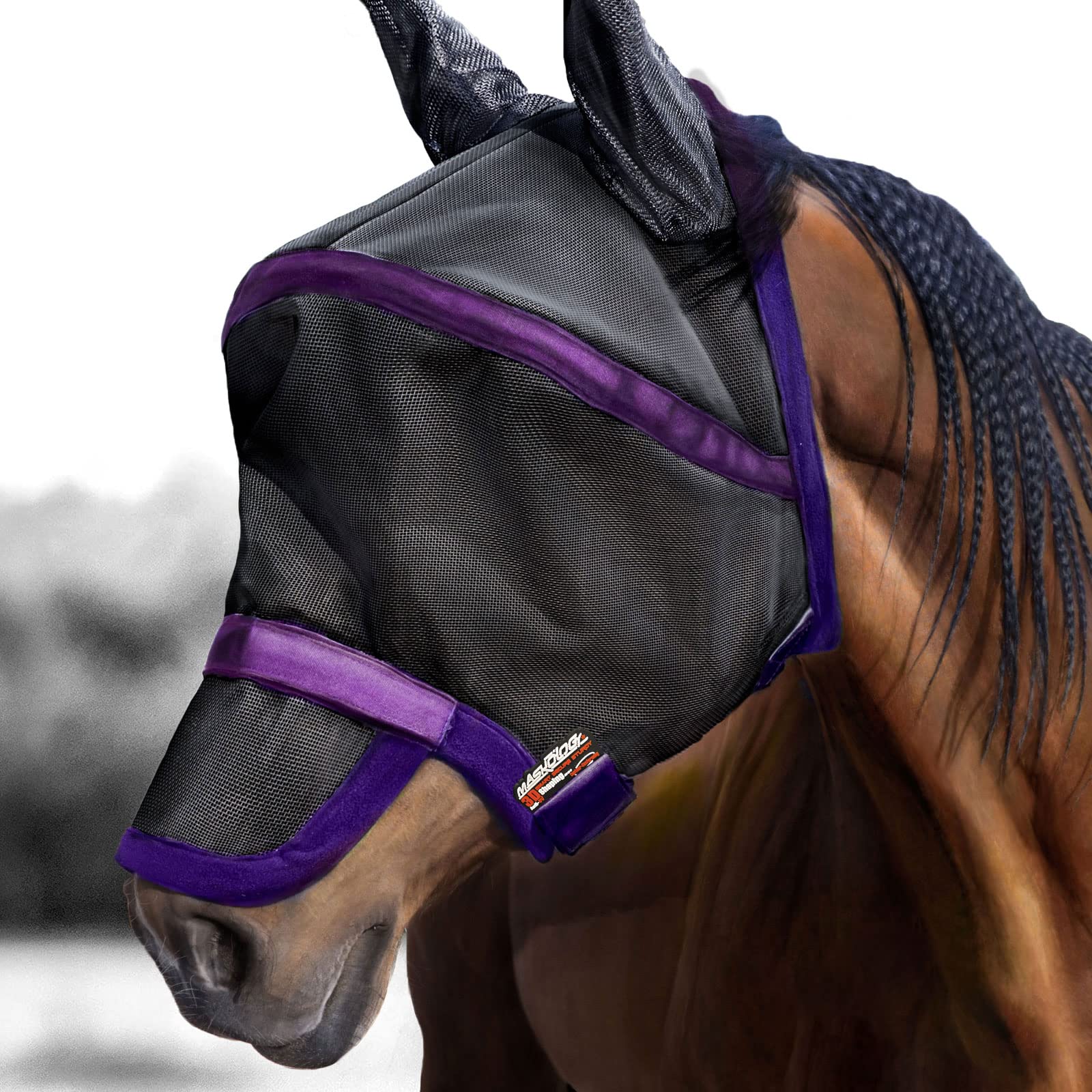 Harrison Howard Maskology Supreme Horse Fly Mask Stellar UV Protection with Detachable Nose Cover Well-Received 2-in-1 Mask Amethyst L Full Size