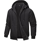 TACVASEN Mens Zip Up Hoodie Fleece Lined Hoodie Jacket Men Full Zip Sweatshirts Outdoor Thermal Athletic Hoodies