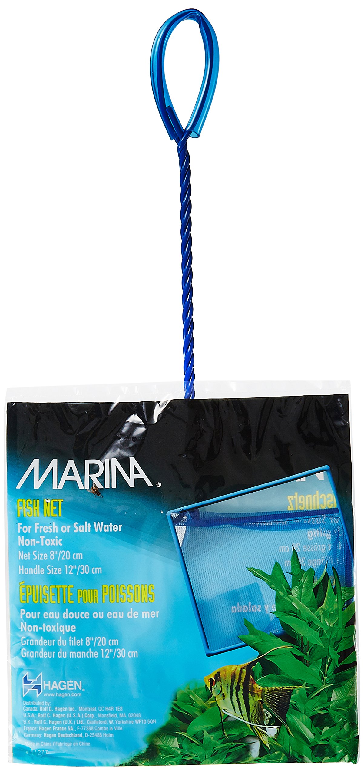 Marina Fine Soft Mesh Fish Net with Plastic Coated Handle, 20 cm/ 8-inch,Blue