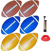 Nbguigdstr 6 Pack 9" Mini Inflatable Rubber Footballs Party Favors, Small Peewee Size Footballs for Kids, Junior Outdoor and Indoor Games - Sports Balls Playground Ball with Pump and Kicking Tee