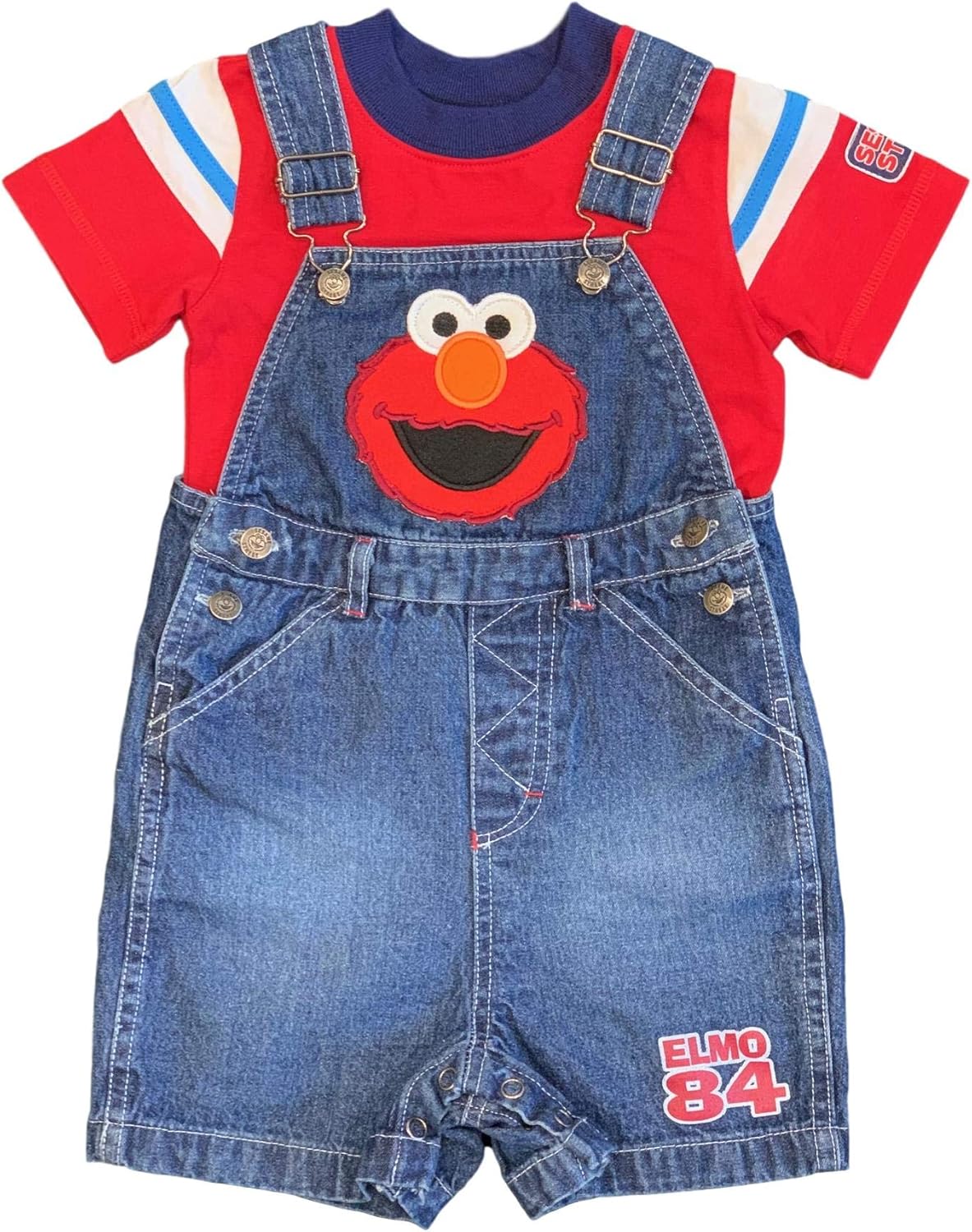 Sesame Street Baby Boys' Elmo Denim Overalls Set (18M