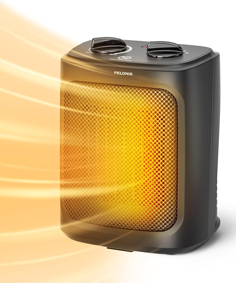 Pelonis 2 In 1 Mini Electric Fan Heater 2000W Ceramic Desk Heater A16a Black