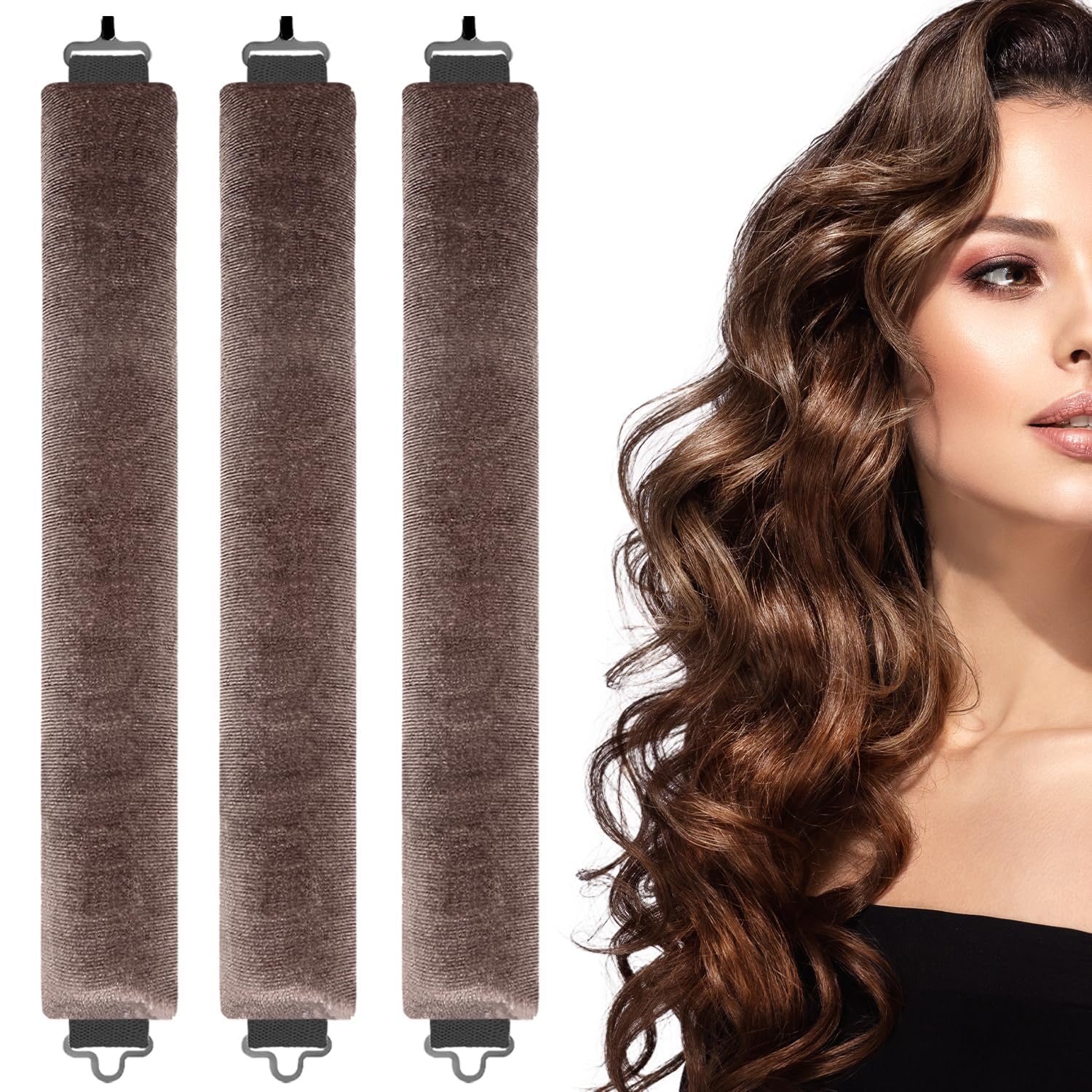 3PCS Heatless Curlers, No Heat Overnight Curls for Long Hair