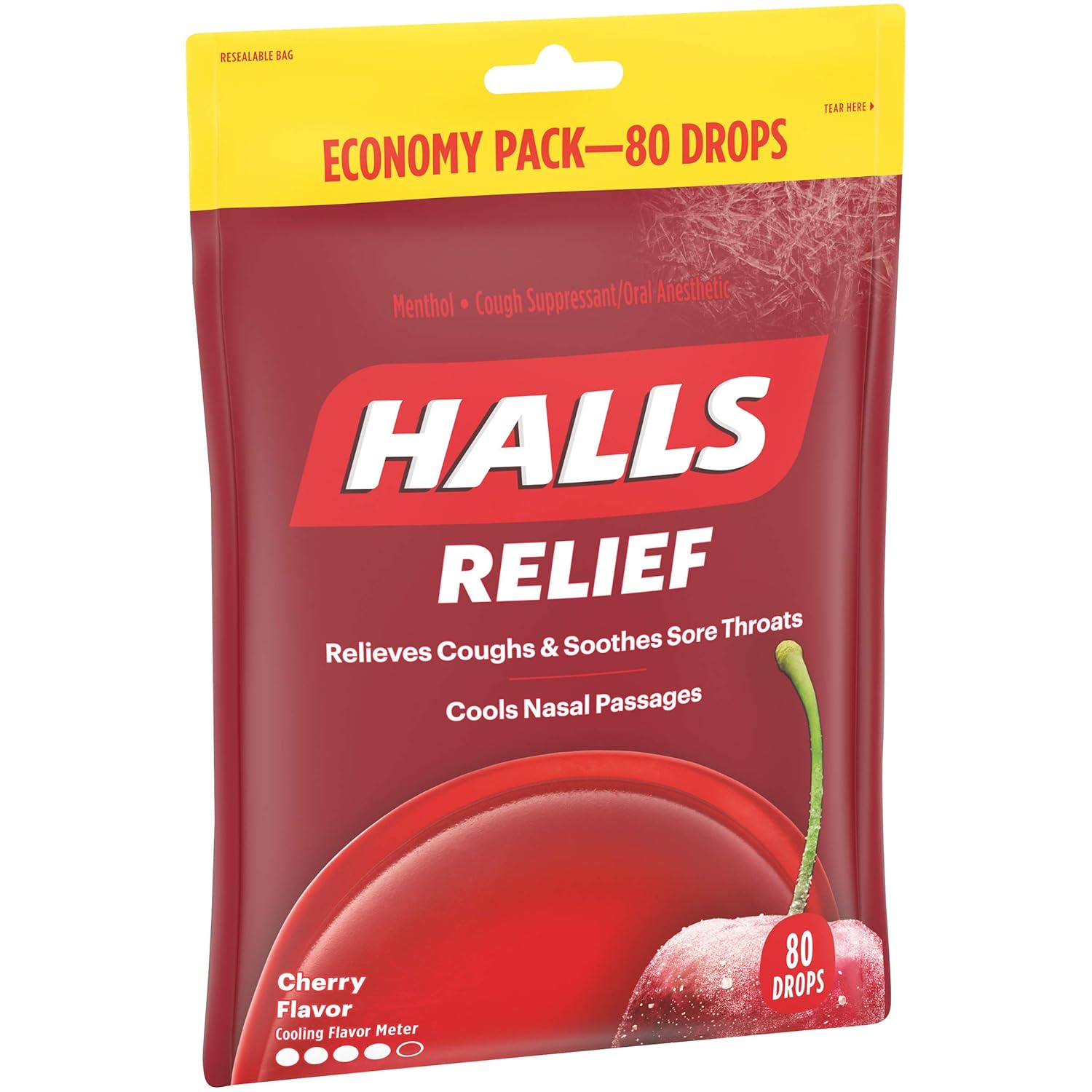 HALLS Relief Cherry Cough Drops, 80 Drops: Prime Pantry