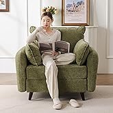 Rexulqo Oversized Accent Chair with All Seats Storage,Comfy Living Room Chairs with 2 Throw Pillow,Upholstered Mid-Century Ar