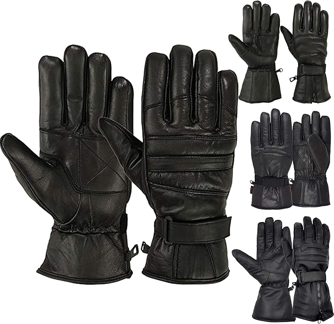 Mens Motorbike Gloves Cold Weather Motorcycle Riding Glove Genuine