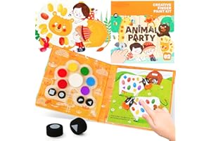 JCREN Finger Painting for Toddlers, Mess Free Finger Coloring Book, Non-Toxic Finger Paint Kit Preschool Fingerprint Activity Book, Kids Travel Activities Party Favors Gifts for Kids