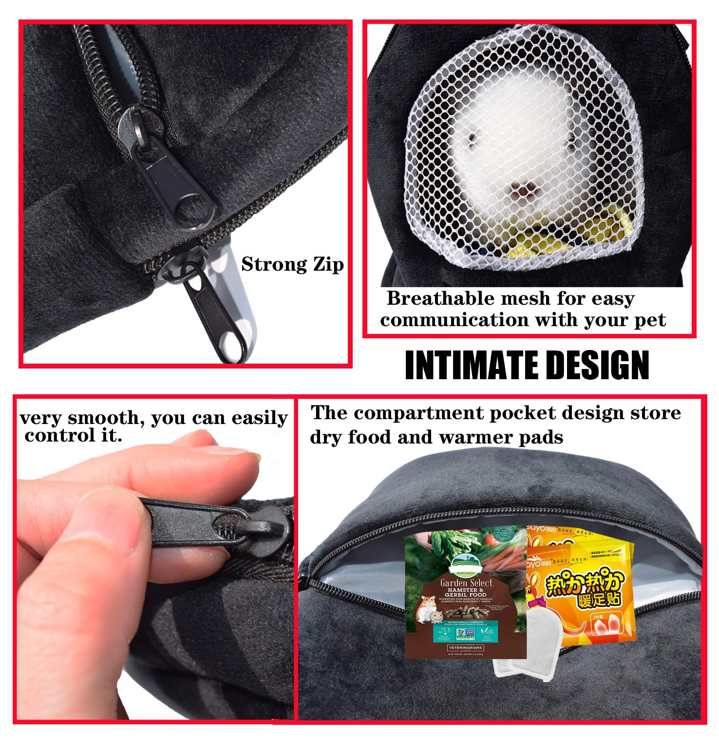 Pet Carrier Bag, 2020 Upgraded Hamster Carrier Super Soft Coral Fleece Pet Sling Carrier Portable Outgoing Travel Bag with Adjustable Shoulder Strap and Breathable Mesh for Sugar Glider Squirrel Etc