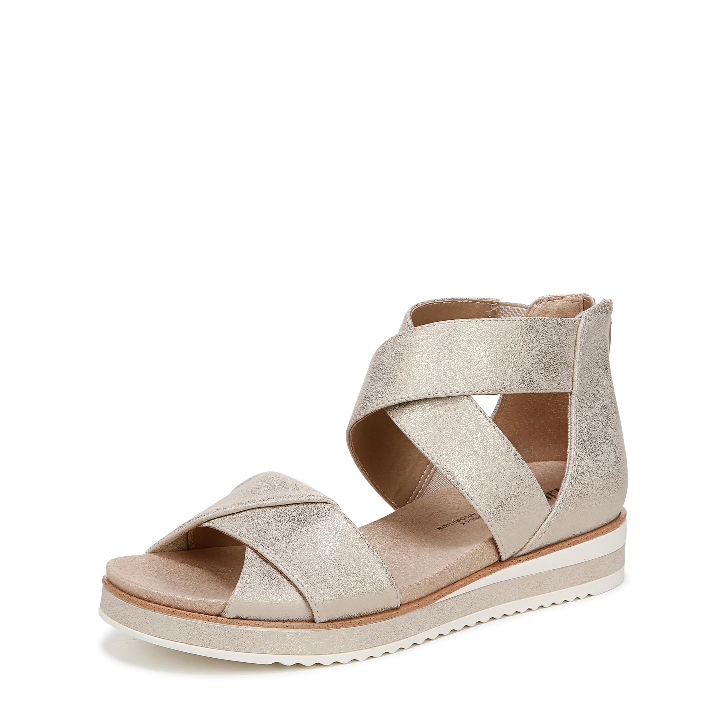 LifeStride Womens Zoom Sandal Platino Gold Metallic 6.5 M