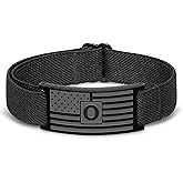 DORANA Black Initial Bracelets for Men American Flag Letter Wrist Band Bracelet Birthday Christmas Jewelry Gifts Teen Teenage Dad Husband