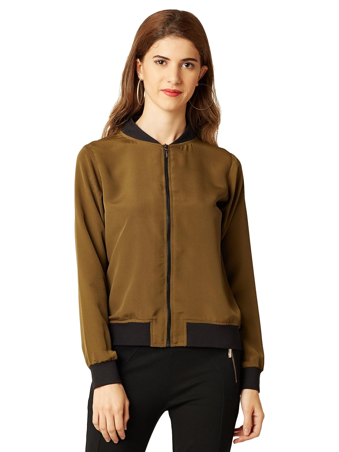 miss chase women's olive green bomber jacket