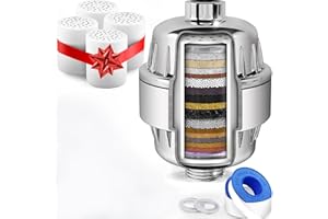 AquaHomeGroup Shower Head Filter for Hard Water – 20-Stage + 5 Replacement Cartridges – Removes Chlorine, Fluoride, and Other
