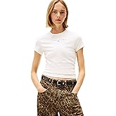 Tommy Jeans Women's Graphic Tee with Rhinestone Flag Logo