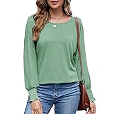 Neineiwu Womens Fall Fashion Tops Ruffle Long Sleeve Pullover Shirts Loose Casual Crewneck Basic Tees Blouses Tunic