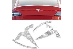 Tinlucys Front Trunk/Rear Trunk Emblem Cover Designed for Tesla Model Y,Badge Logo Protection Caps for Model Y,Sticker Decals 2PCS/Set Only for 2020-2024 Model Y Exterior Accessories Crystal