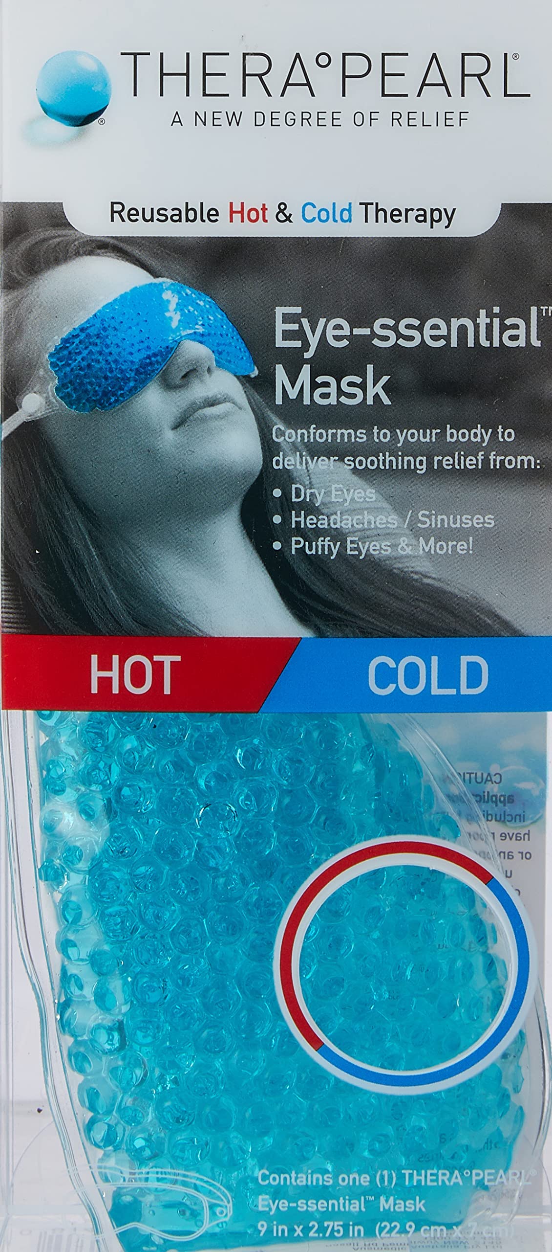 Therapearl Cooling & Heating Compress For Headache, Dry, Puffy, Itchy Eyes - Soothing Relief Tool For Eye Comfort & Facial Care, 1 Mask