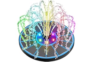 SZMP Solar Fountain Pump 3.5W Bird Bath Fountains with Blue Flower Upgraded Glass Panel, 7 Nozzle & 4 Fixer, Solar Powered Water Fountain for Garden, Pond, Outdoor (Colorful)