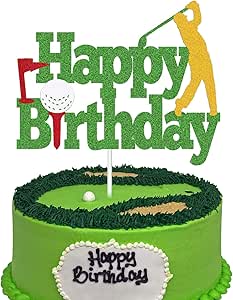 Amazon Com Golf Cake Topper Happy Birthday Sign Golf Ball Player Cake Decorations For Sport Theme Man Boy Girl Birthday Party Supplies Double Sided Green Sparkle Decor Toys Games