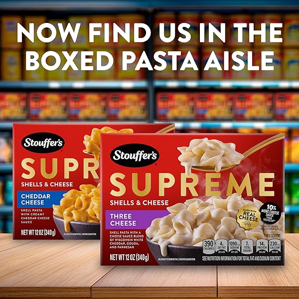 STOUFFER’S SUPREME SHELLS, THREE CHEESE, STOVETOP MAC & CHEESE