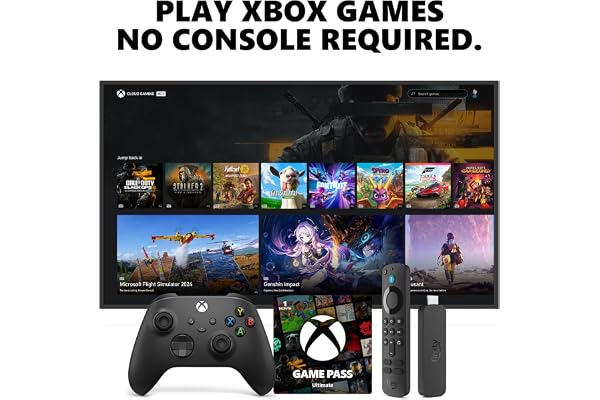 Amazon Fire TV Stick 4K, Carbon Black Core Wireless Controller, and 1 Month Game Pass Ultimate Bundle