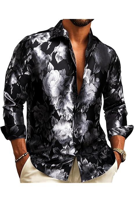 Camisa Manga Larga Hombre Camisa Hawaiana Para Hombre Manga