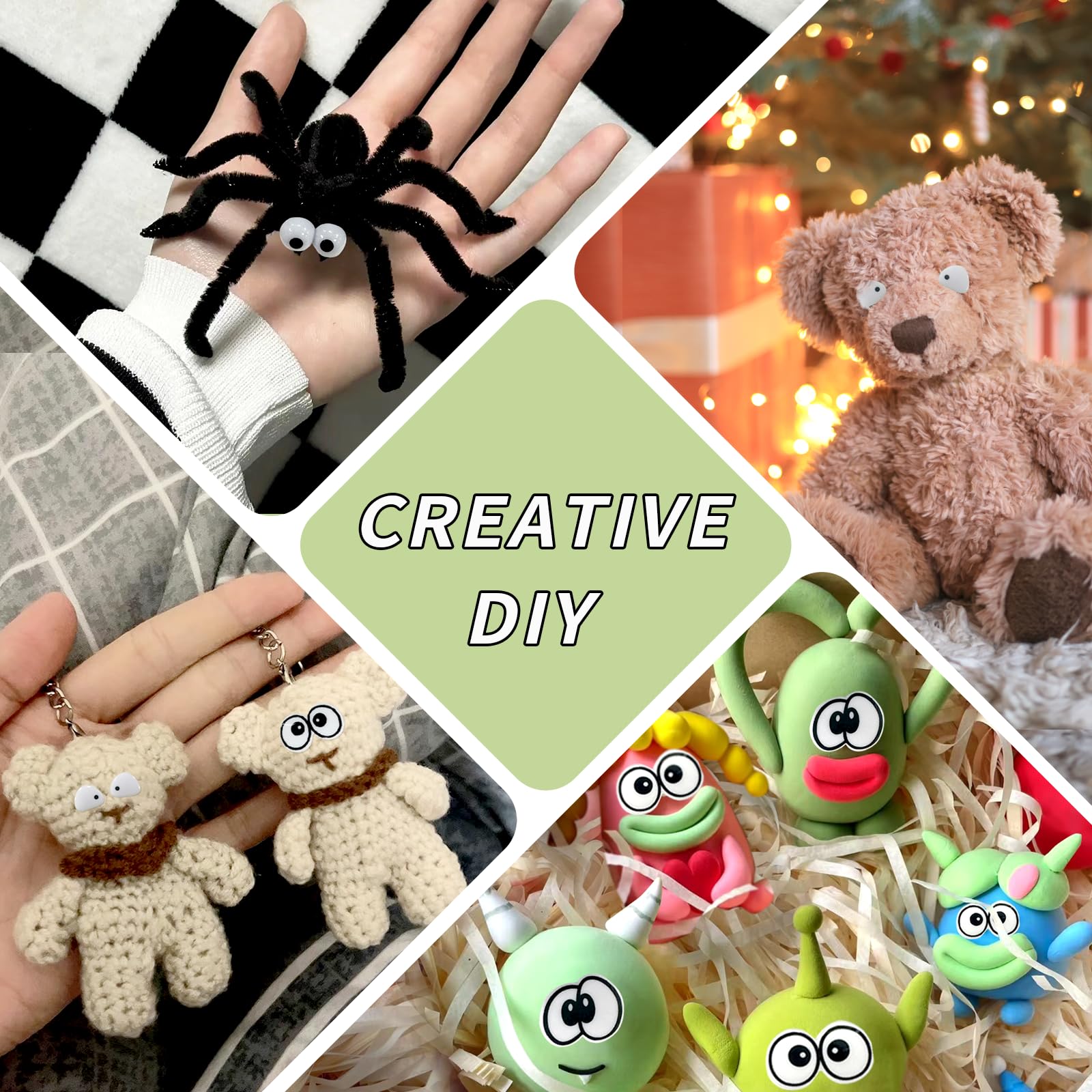 100pcs Safety Eyes for Amigurumi Crochet and DIY Clay Decor, MU TU HD 20-40 mm 8 Styles Plastic Large Crochet Eyes Puppet Craft Eyes with Washers for Crocheting Doll